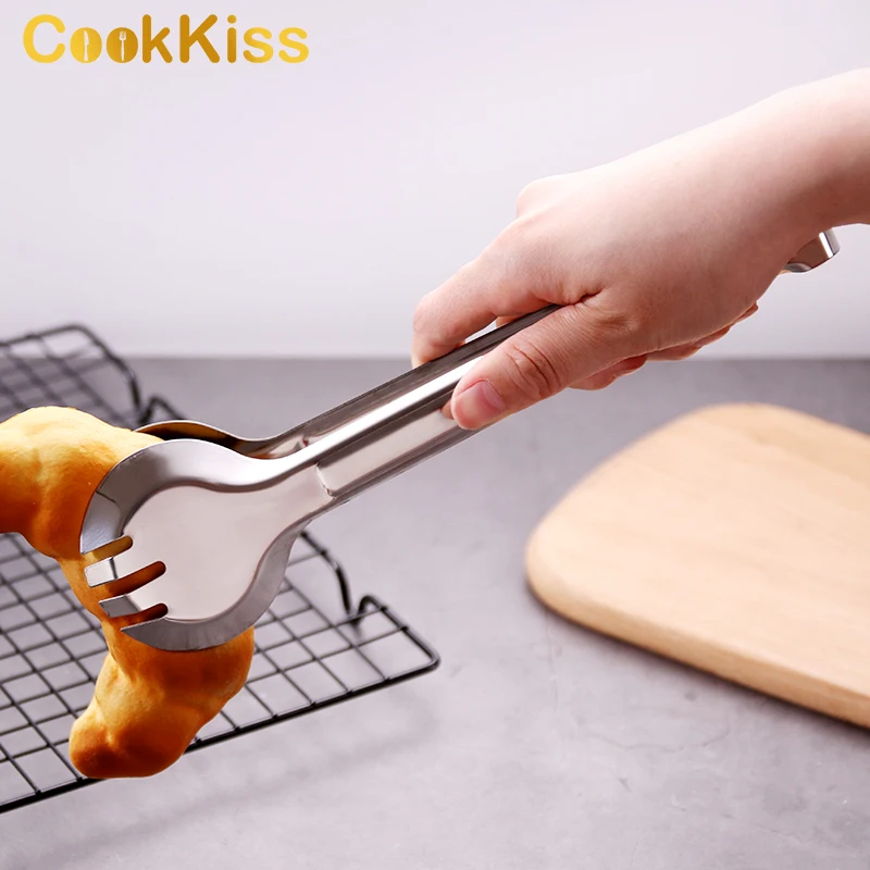 Kitchen Serving Tongs Set Digital Bbq Mini Korean Curved Bread Stainless Steel Food Tong
