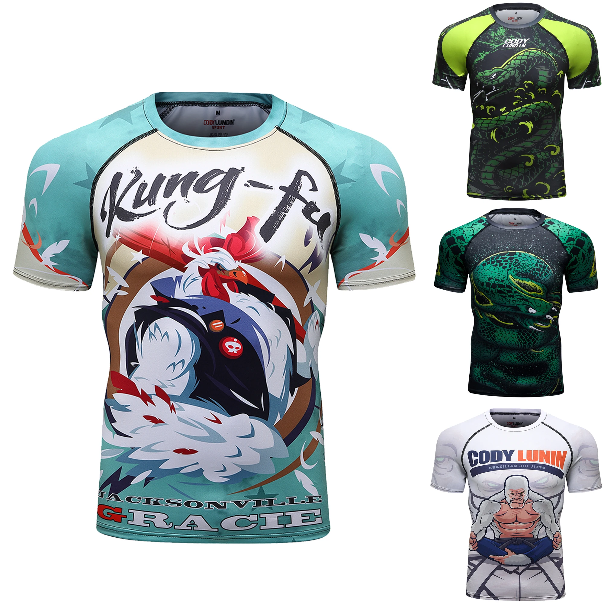 Wholesale Custom Printed Sport Clothes Men Full Sublimation Printing MMA Rash Guard Short Sleeve UV Protection Diving Swim Shirt