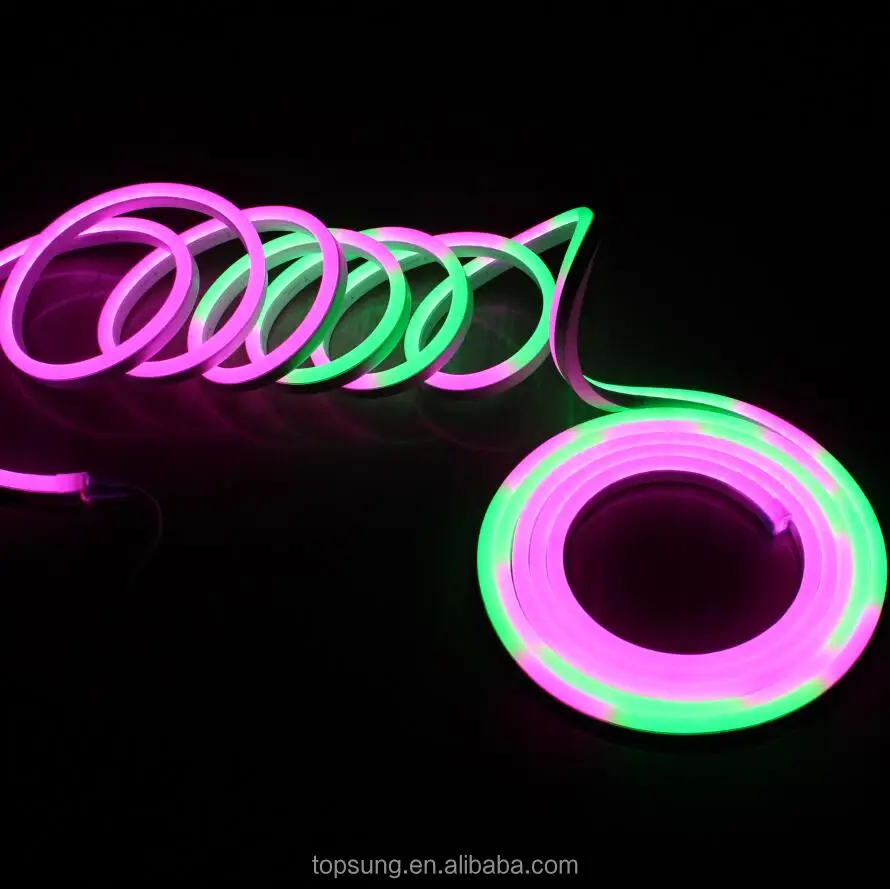 ultra thin neon 24v dmx pixel programmable rgb neon mini multi color double sided rgbic neonflex smart stripe