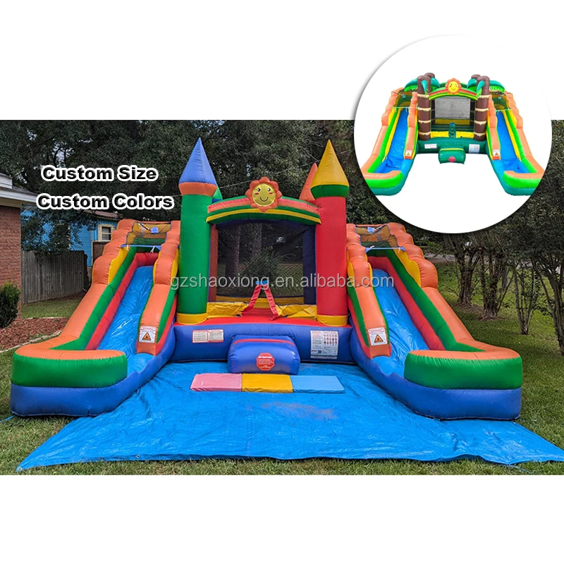 Commercial Inflatable Bouncy Castle Kids Bounce House Double Slide Combo Jumping Castle Trampolines With Blower for Party Rent