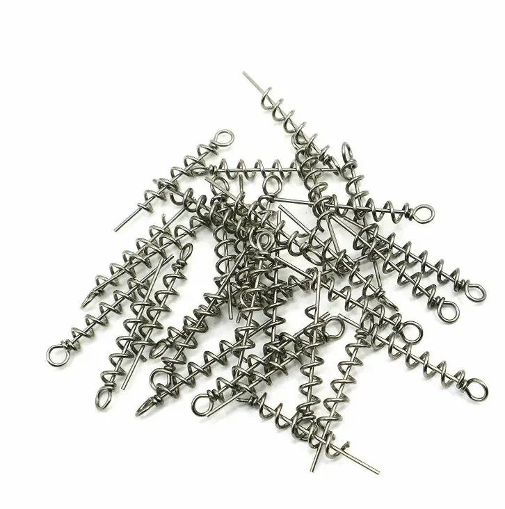 Soft Lure Baits Hook Pin Spring Fixed Lock Fishing Screw Needle Soft Worm
