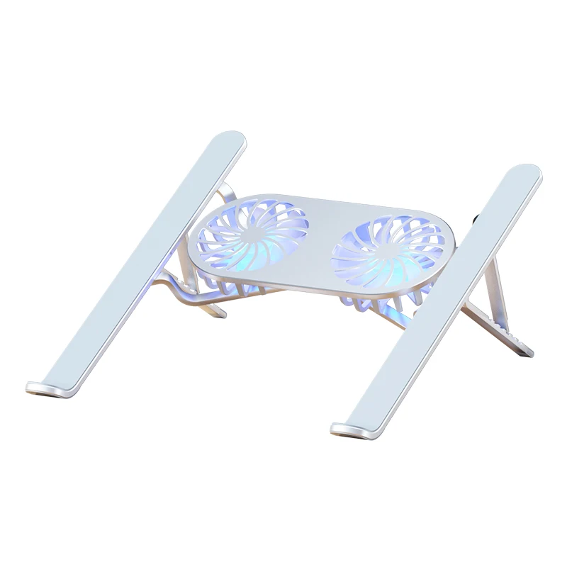 Ergonomic 2-Fan Notebook Cooling Pad Adjustable Height Vertical Laptop Stand with Cooler Stand for Desk Use