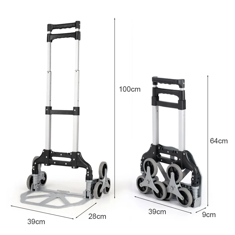 75kg Folding Hand Trolley Aluminium Alloy Climbing Stairs Hand Cart