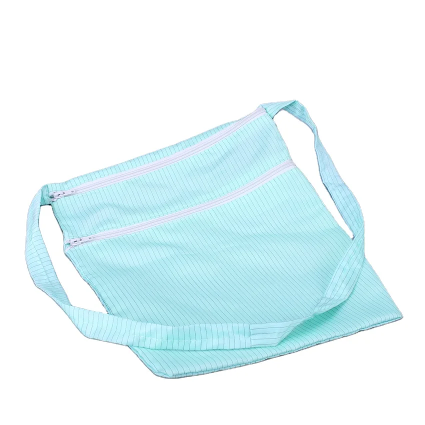 Double Zipper 5mm stripe Polyester ESD Fabric Bag Anti-static Dust Free Esd Cleanroom Clothes Shoes storage bag