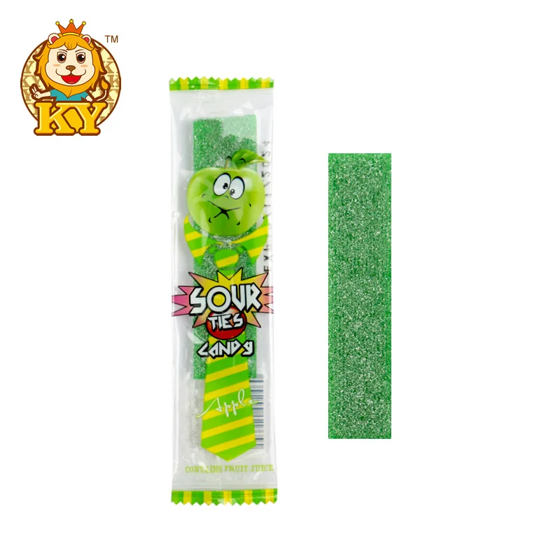 Wholesale custom sugar coated rainbow tie sour candy licorice belts soft gummy candy tape stick