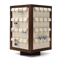 DIGU custom jewelry display earrings ear stud holder counter solid wood Rotate 360 earring stand display