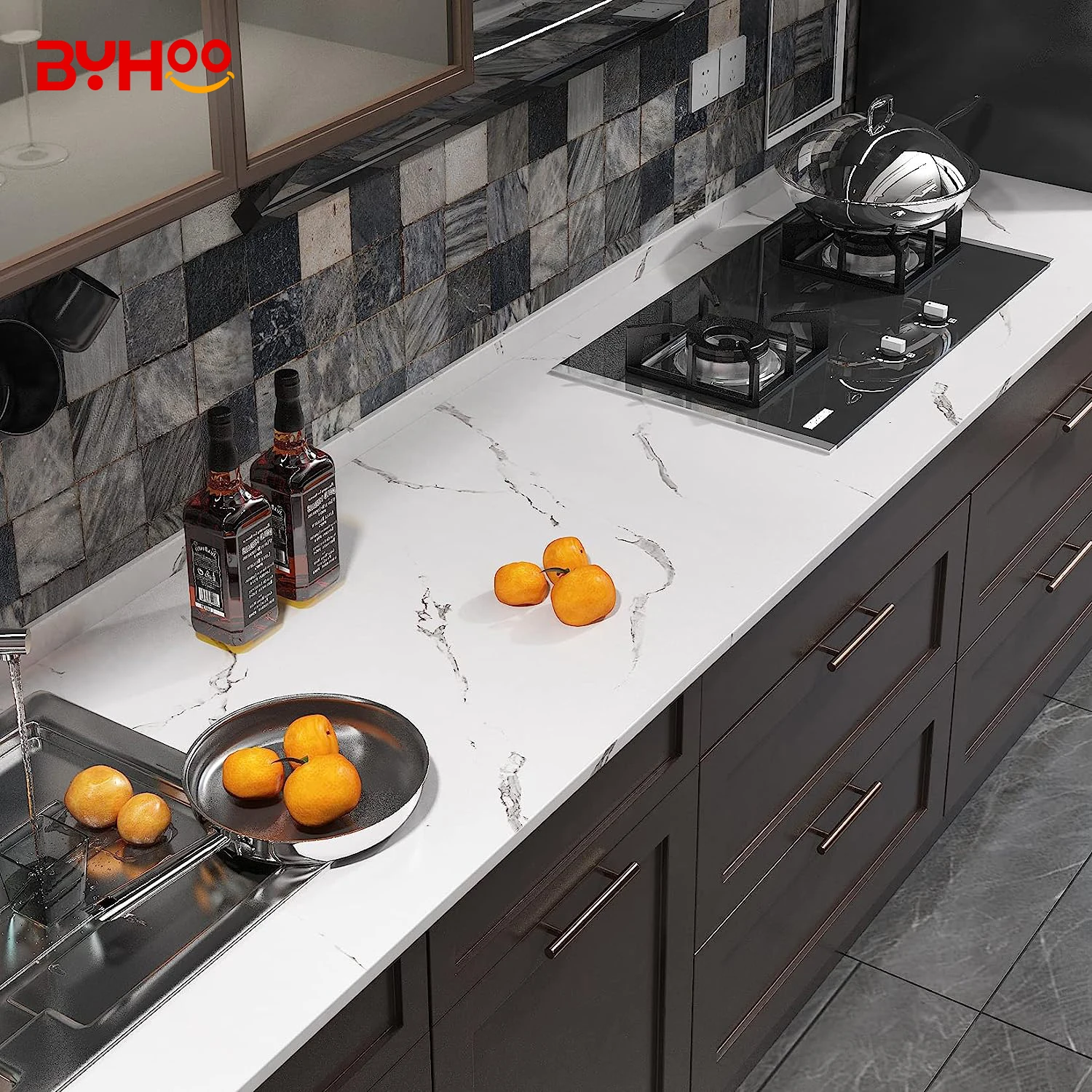 Wholesale Marble Wallpaper Granite Roll Kitchen Counter top Cabinet Furniture Thick Sticker PVC Kitchen Marble Wallpaper