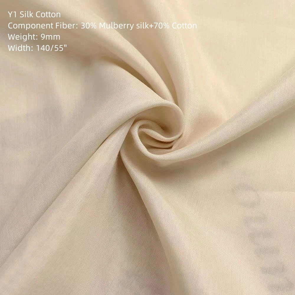 Y1 High quality 30% Mulberry silk + 70% Cotton woven fabric