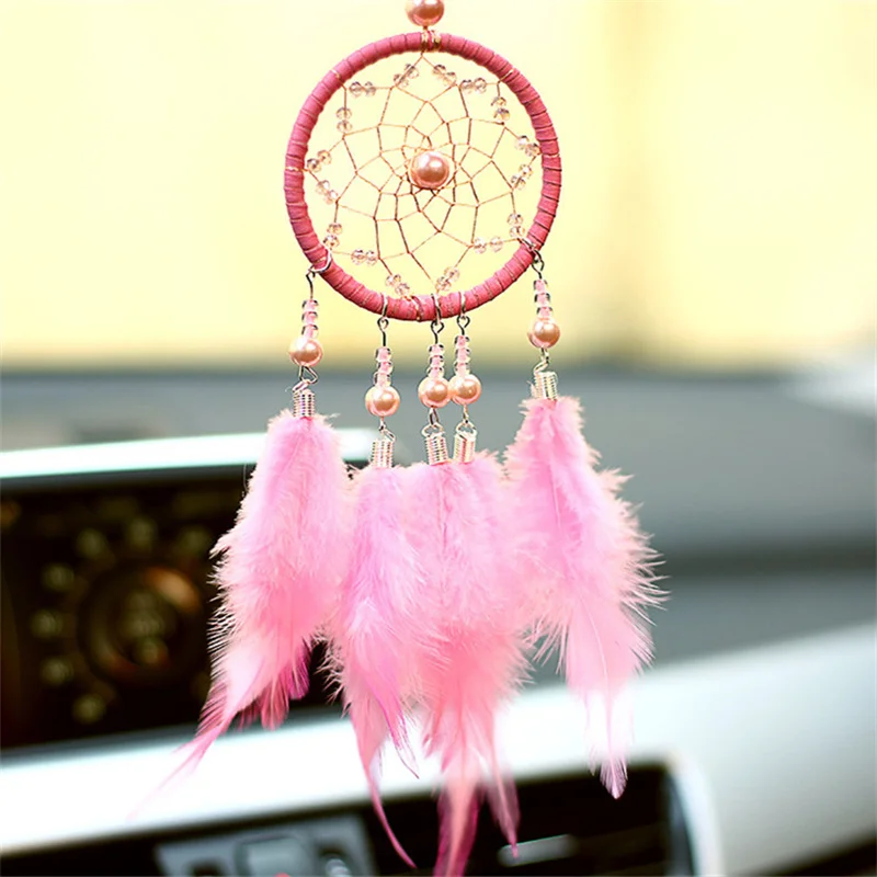 Маленький розовый Ловец снов ветряная музыка подвеска для автомобиля домашний декор настенный