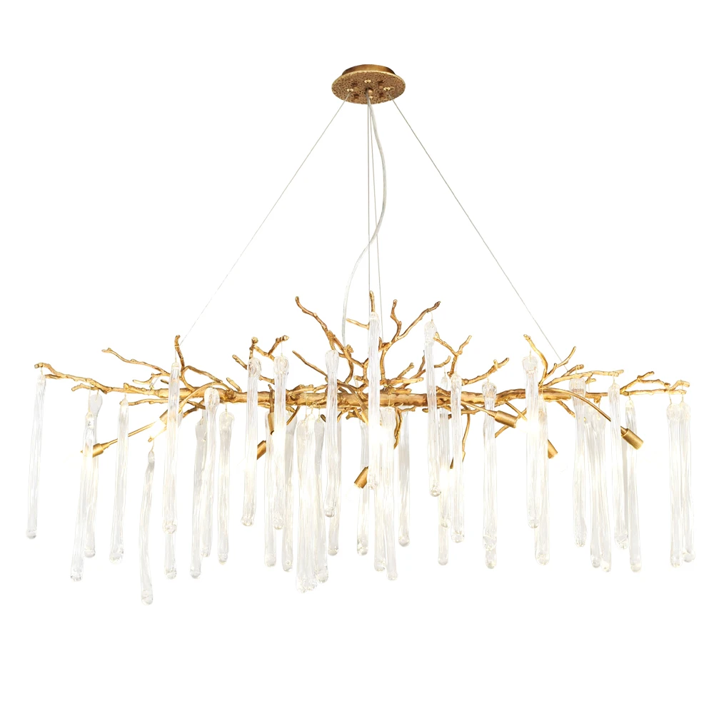One piece of modern light luxury crystal chandelier for dining room bedroom brass branch grape grain chandeliers