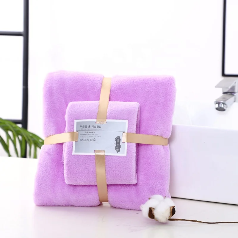Ready to Ship Cheap Price Strong Water Absorbent Coral Fleece Soft Towel Set for Home Hotel