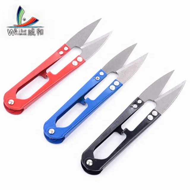 1pcs/wholesale High quality high carbon steel Shear Fish line scissors 15g/10.5cm U-shaped fishing line scissors sewing wholesa