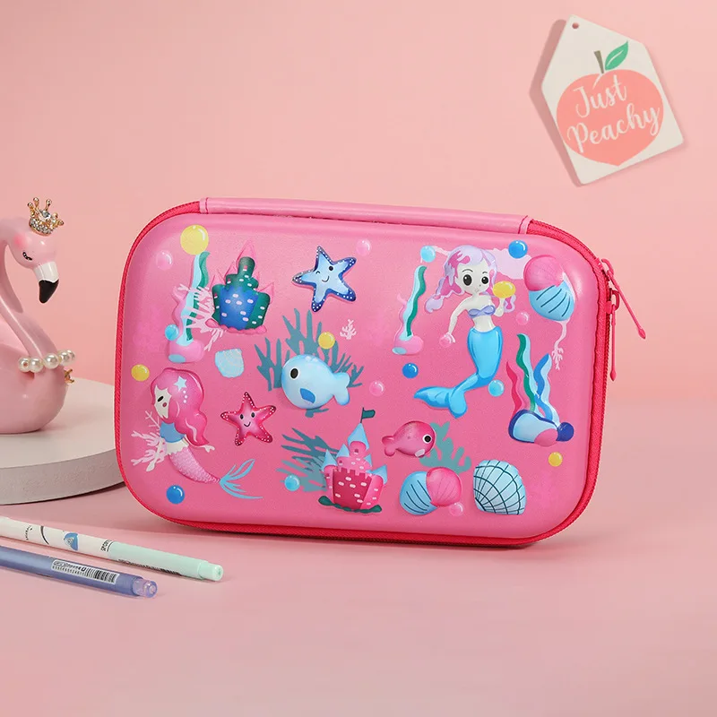 Жесткий многофункциональный пенал EVA большого размера с узором на заказ, милый детский пенал из искусственной кожи на молнии, школьные пеналы с единорогом