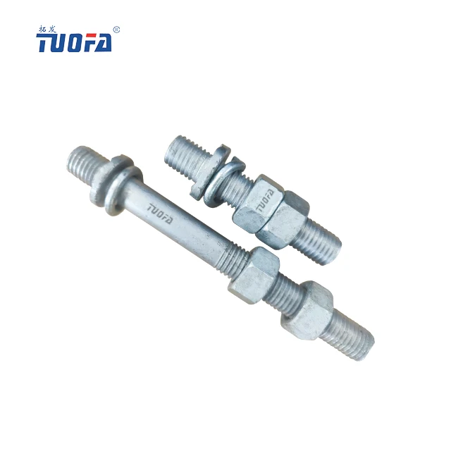 5/8*14 inch  double head bolt hot-dip galvanized double end rods threaded fasteners high quality