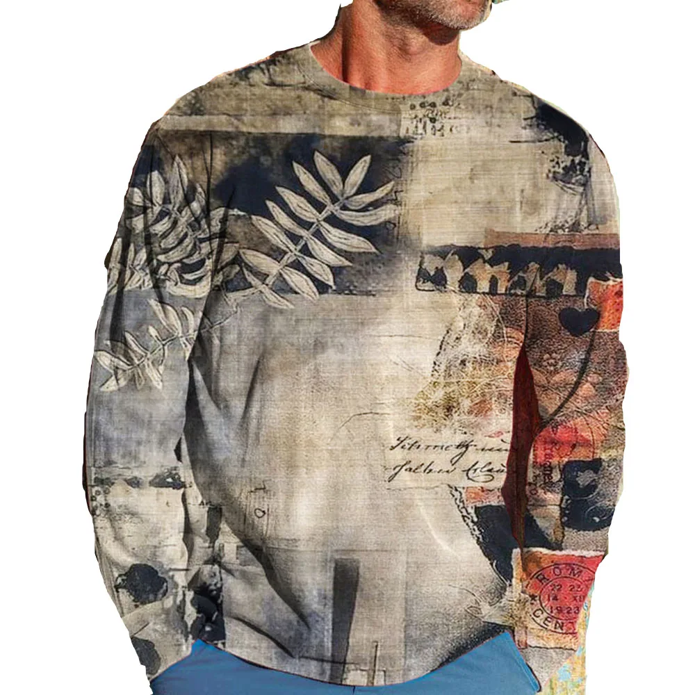 Custom Men Graphic T-shirts Vendors Vintage Cotton Long Sleeve Mens Cloting Tie Dye Shirt Print Men T Shirt