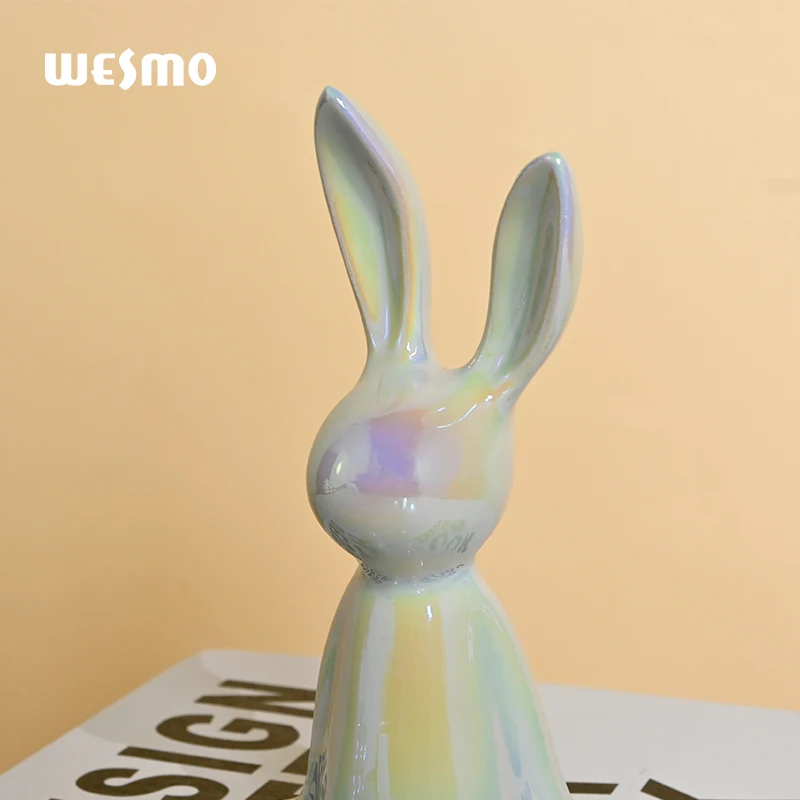 Art ceramic sitting Brilliant white rabbit decoration rabbit young luxury home bedroom living room desktop decoration
