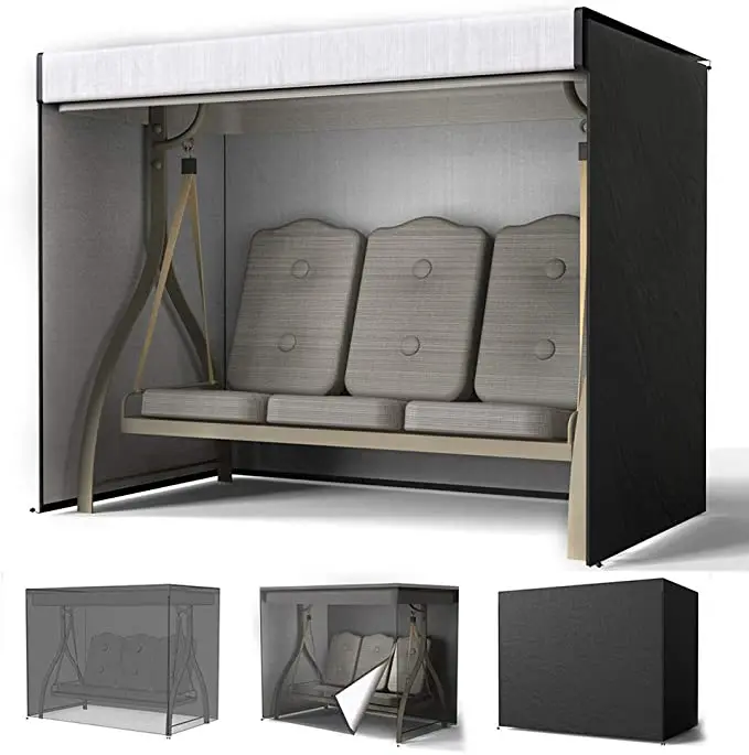 
Patio Outdoor Garden Swing Covers, 3 Seater Waterproof and Weather Protection Durable Porch Swing Covers,Black 