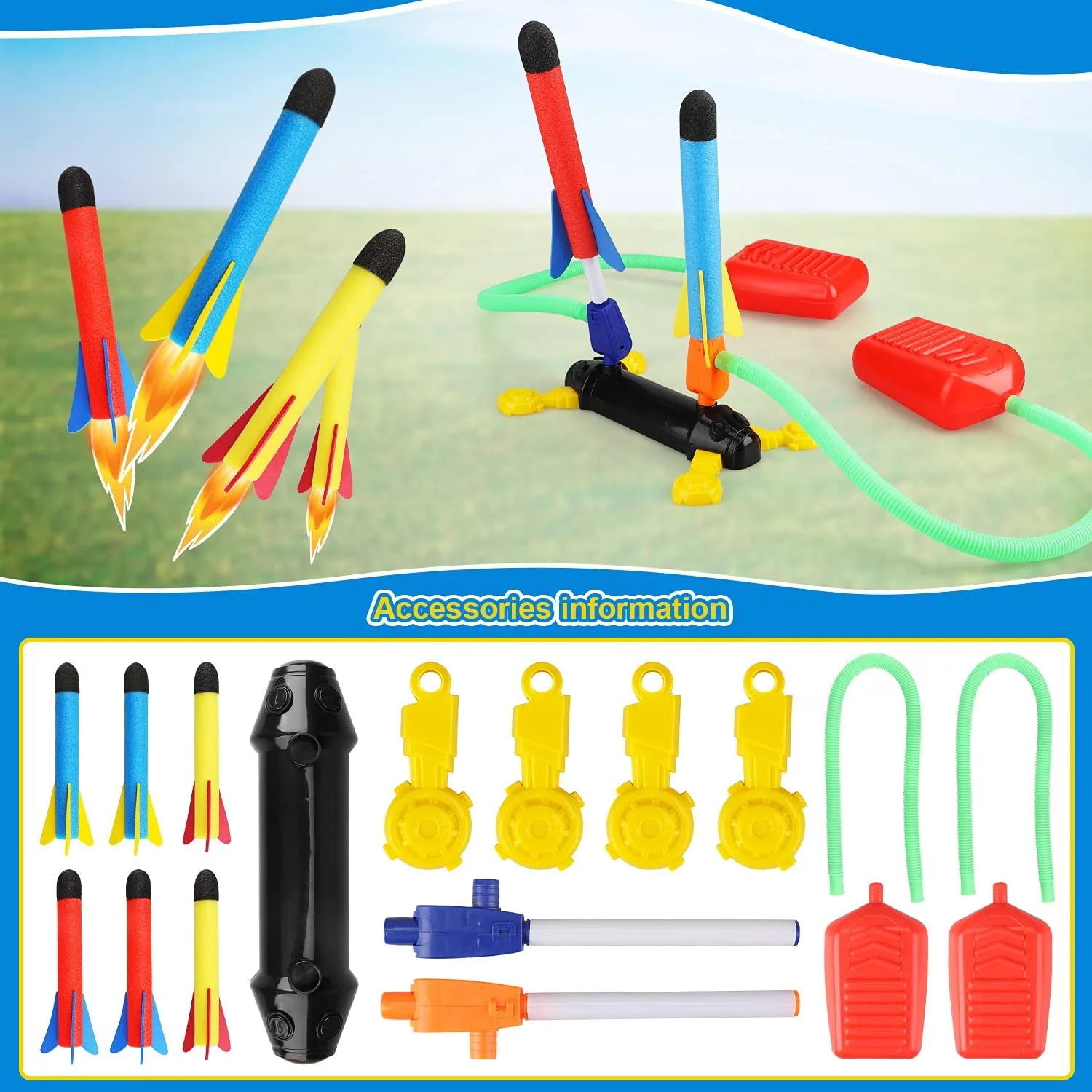 Novelty Kid Air Rocket Foot Pump Launcher Outdoor Air Pressed Stomp Soaring Rocket Toys Child Play Set Jump Sport Games Toys