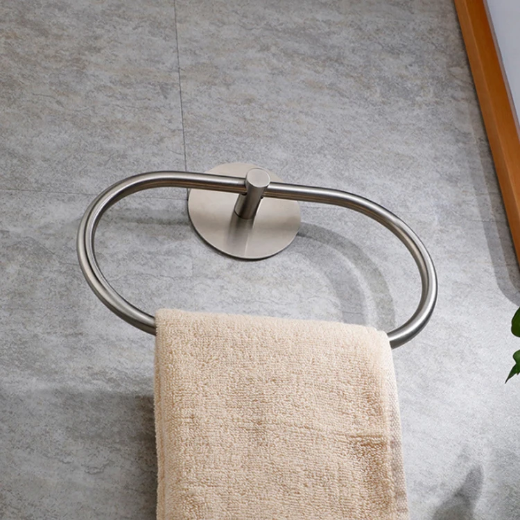 Hotel towel ring bathroom Oval shape self adhesive black hand towel ring round holder towel with ring