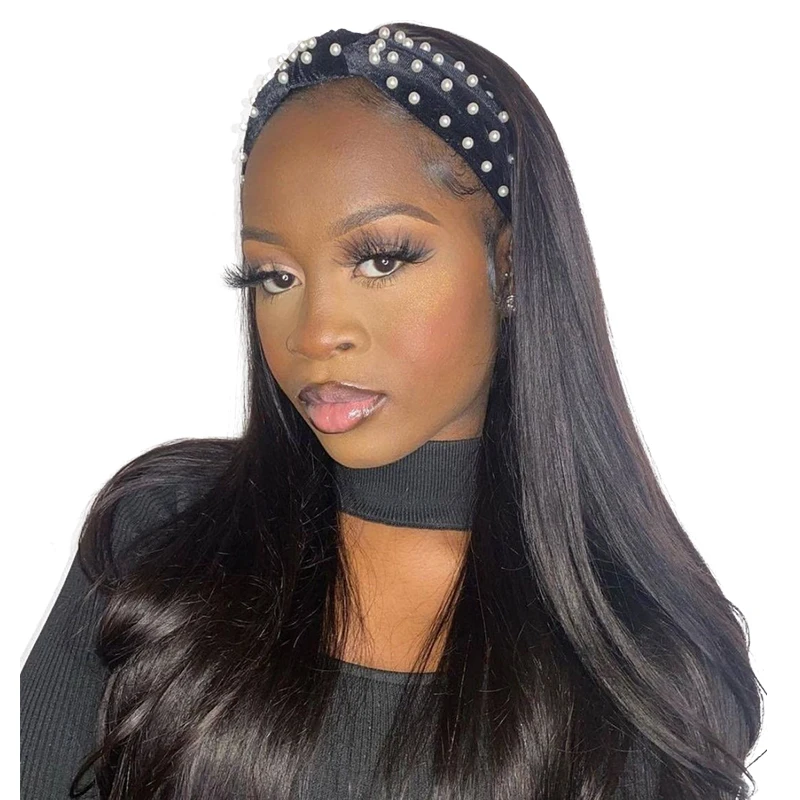 
Headbands Straight Human Hair Wigs 150% Malaysian Headband Wigs Straight Head Band Wigs Human Hair 