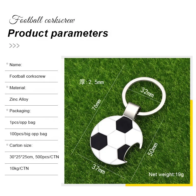 bottle opener keychain soccer ball shape promotional crisite metal key chains  key rings key metal keytrain