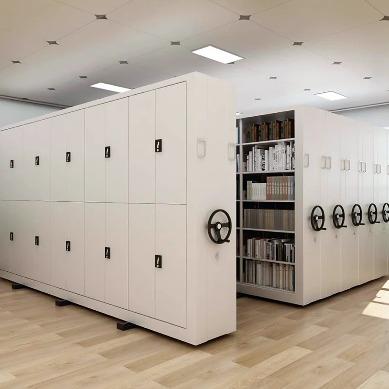 Office Electrical Powered Mobile Shelving System storage racks library high density shelving