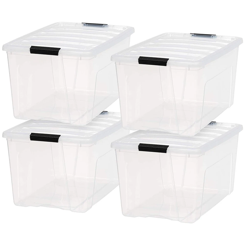 Wholesaler Custom stackable plastic clear organizer box large storage bins with lids