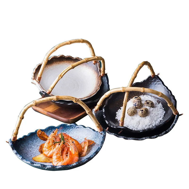 
Creative personality art color ceramic basket fruit dish ceramic plate food Storage Basket 