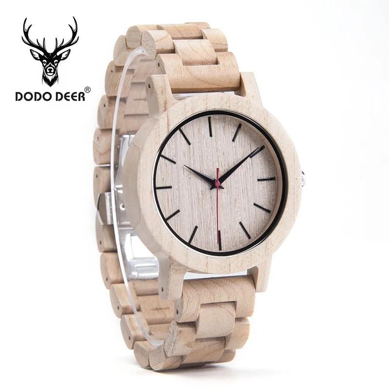 DODO DEER Quartz Men Wristwatch Watch OEM for Men Drop Shipping Clock Wholesale Maple Wood OEM Your Logo Wood 2020 Watch Face