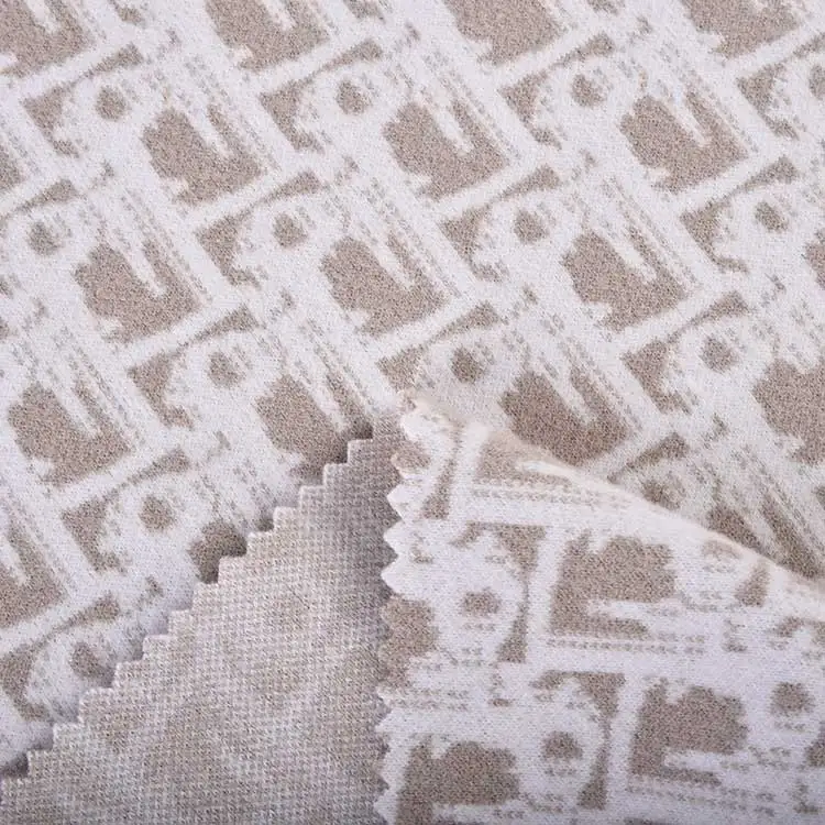 Customized Pattern 100% Polyester Double Faced Brushed Jacquard Knitted Fabric for Clothing Pants Coats