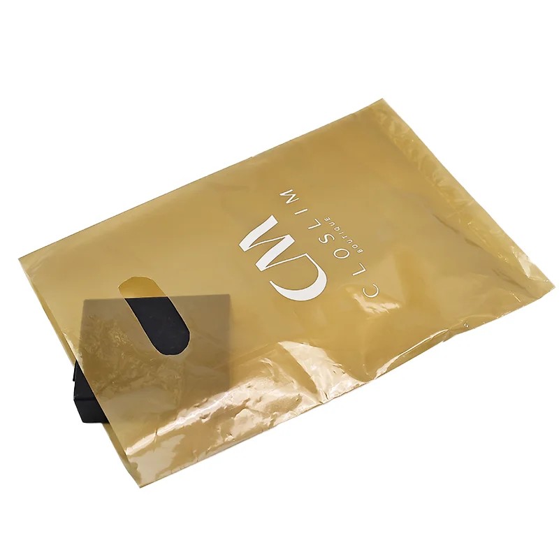 Custom Logos 100% Reusable Durable Thick Grocery Bag Packaging Merchandise Bags Carrier Shopping Plastic Bag with Die Cut Handle