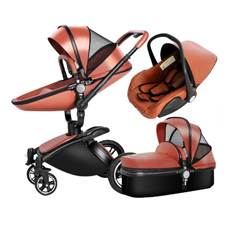 360 Degree Rotation Plus sunroof Black Four Wheel Luxury 3 in 1 Folding Baby Stroller