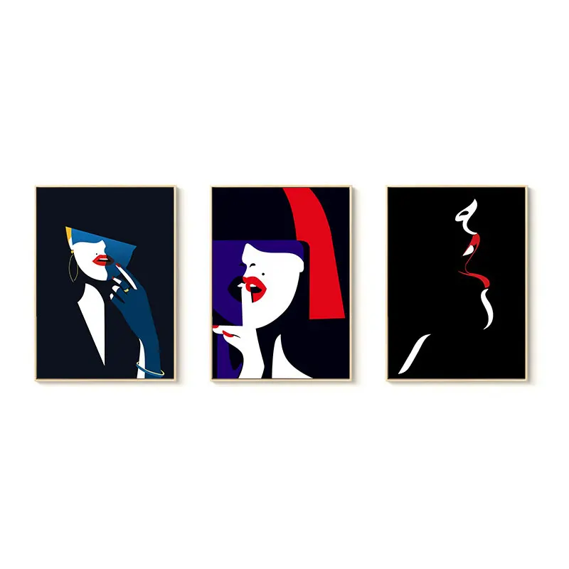 Настенное художественное оформление для спальни черно-красный холст Художественная печать сексуальные женские губы и красная роза сексуальный постер растягивающийся готовый к