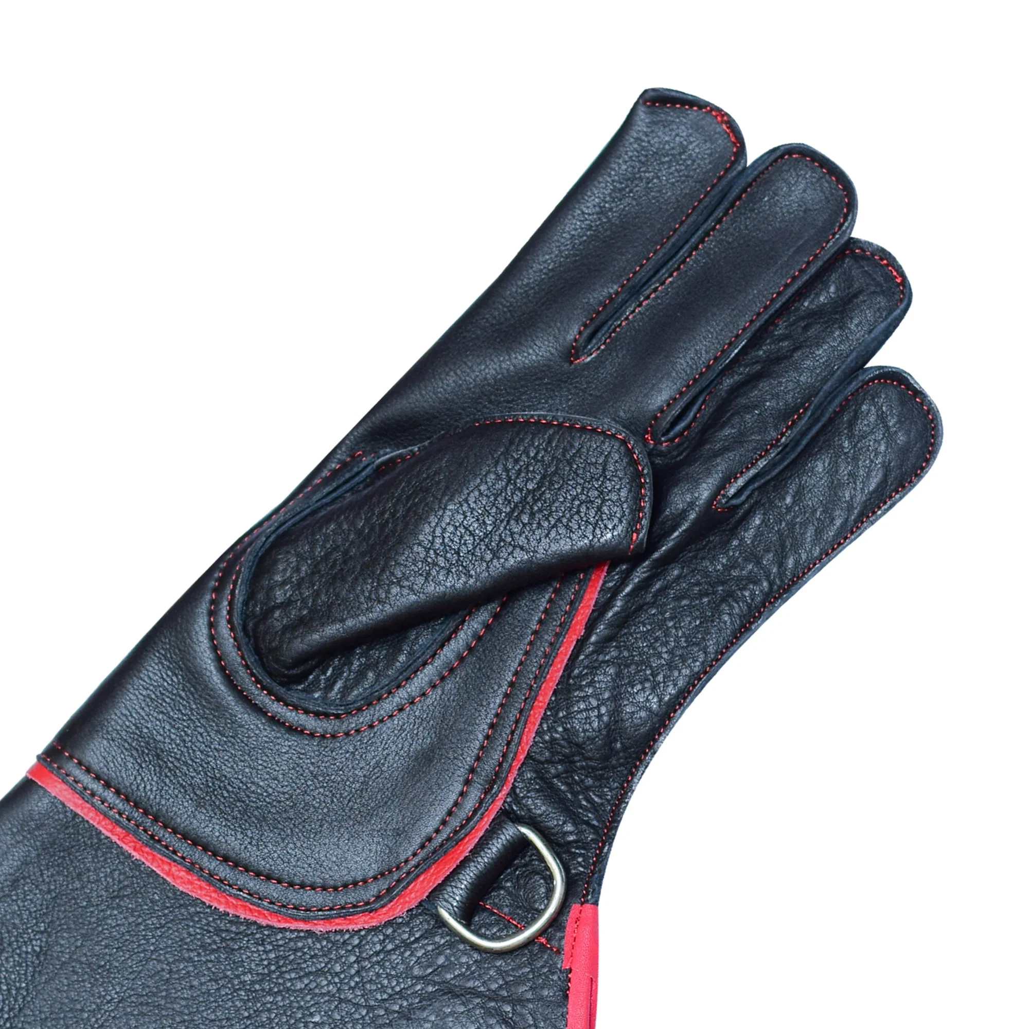 Falcony Gloves Leather Black-Red Spot with Custom Embroidery Eagle Professional Training falconry Gloves