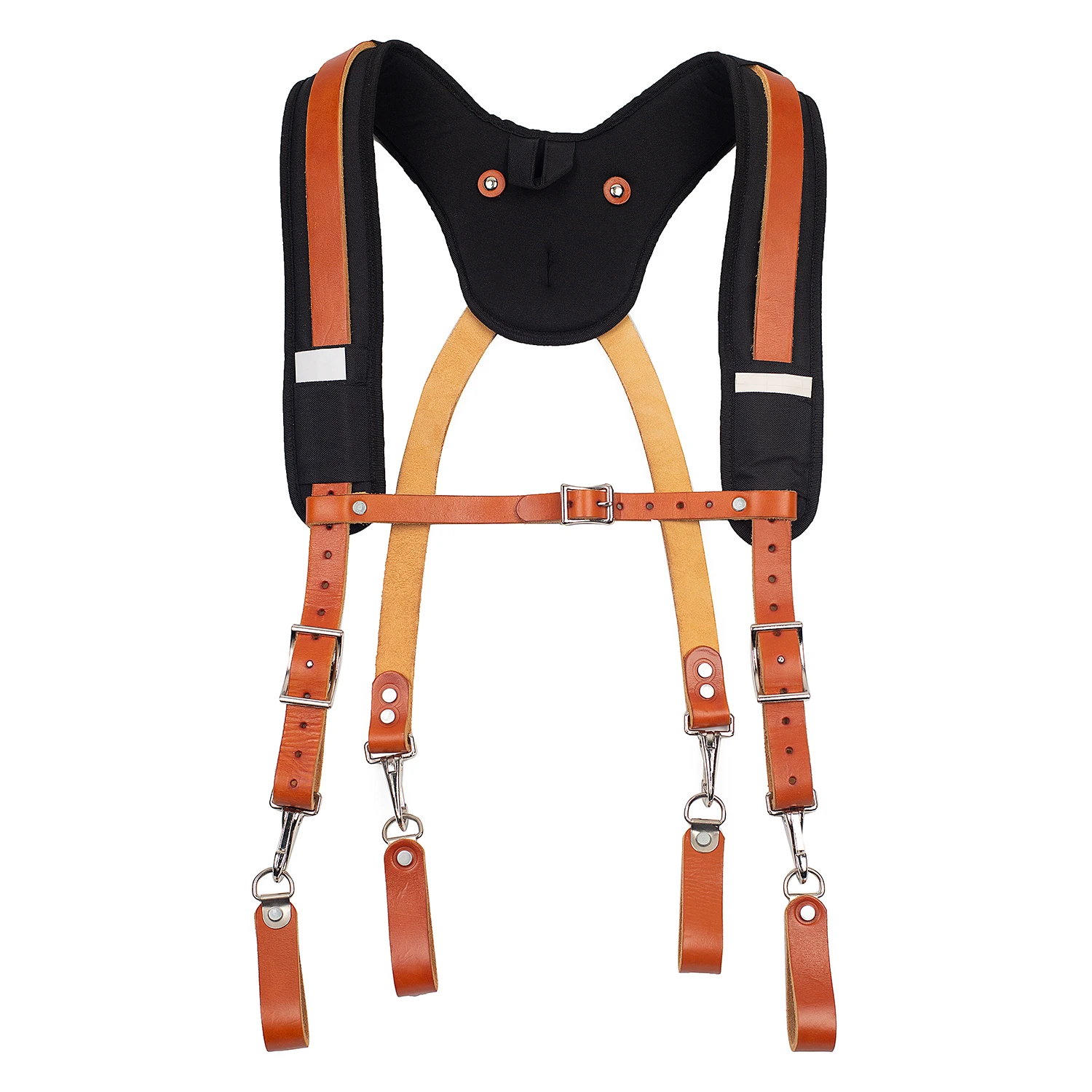 AISENIN Stronghold Suspension System Leather Work Padded Suspenders For Electrician Tool Belt