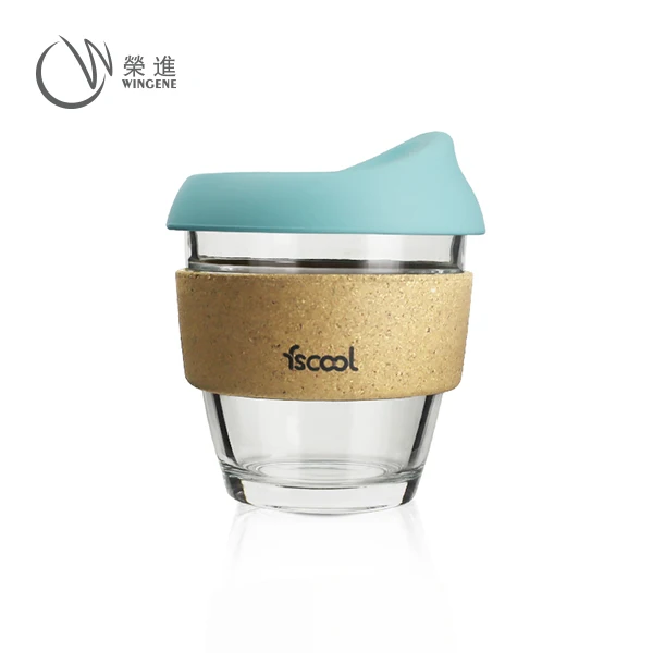 Silicone Reusable Glass Tea Mug with Cork Sleeve Coffee Cup With Cork Band Glass Cup