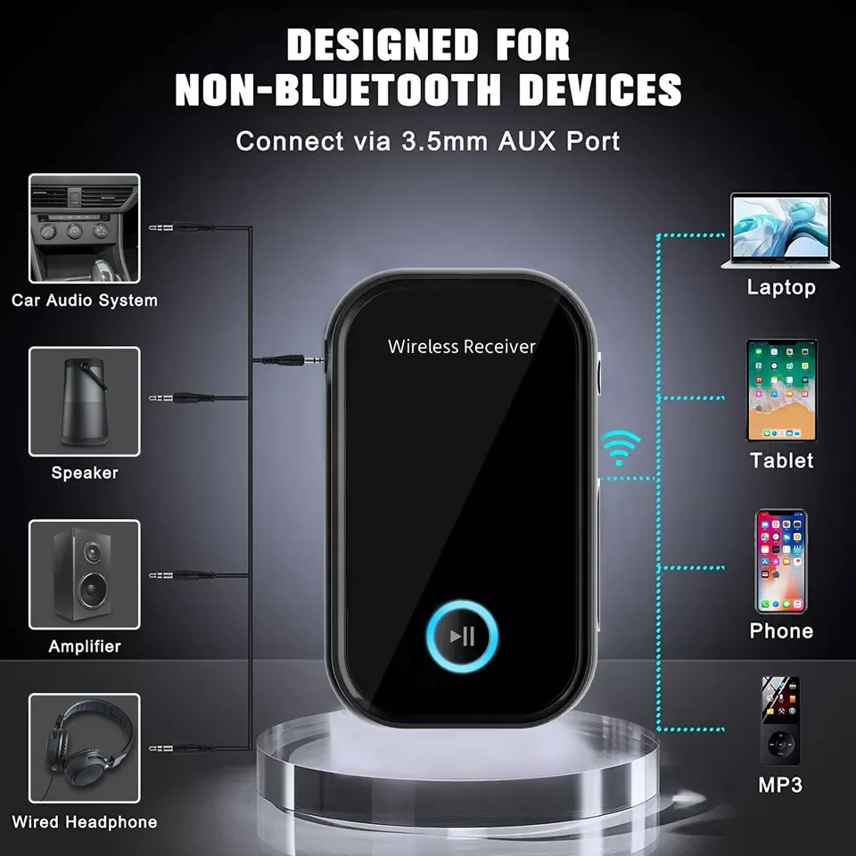 2024 HG hot sale 250mah Bluetooth 5.1 AUX/RCA Audio Adapter Adaptive/Low Latency/HD Audio line for TV