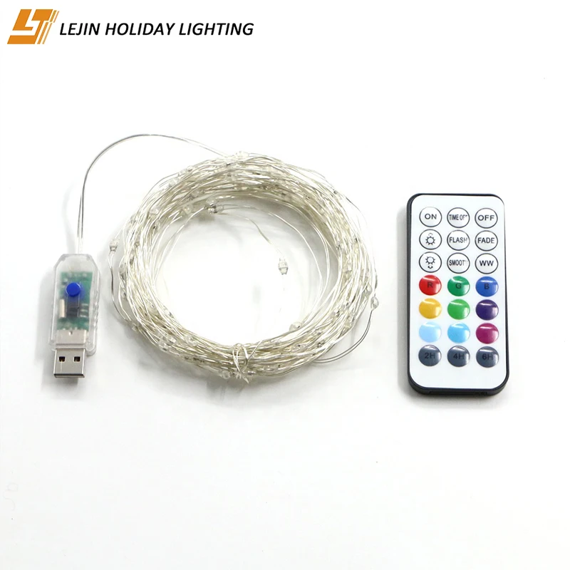 Рождественские декоративные светильники с питанием от USB, светодиодное медное освещение с изменением цвета