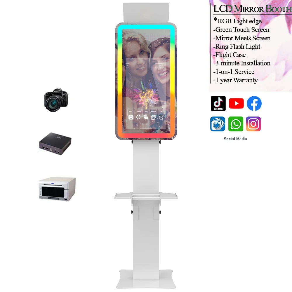 Chimee selfie booth mirror top flash light magic mirror photobooth photo mirror booth printing machine for wedding