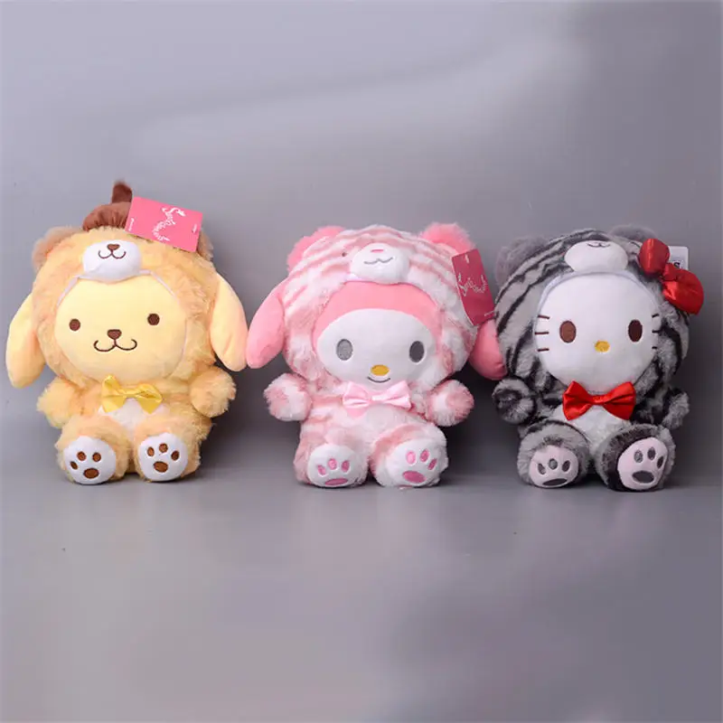 Japanese Sanrioo plushies Backpack Decoration Cinnamorol Cartoon Around Become A Bear Mymelody Kitty Plush Doll Plush Toys Gift