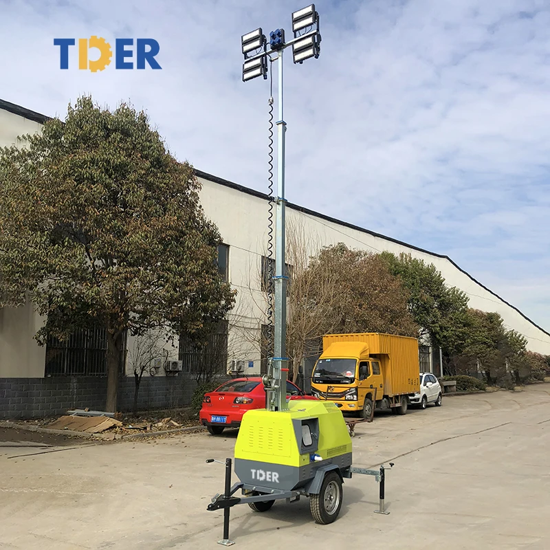 TDER new 200W LED Lighting Hydraulic High Mast Diesel Outdoor Mobile 7m Vehicle-Mounted Light Tower