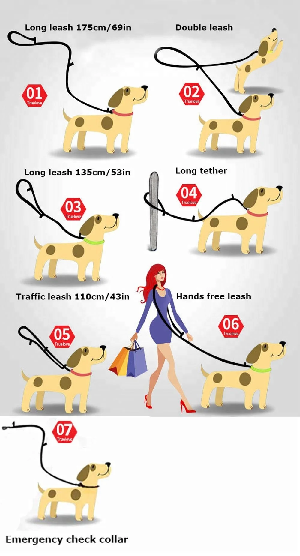 Truelove  Hot Selling Reflective Nylon Rope Dog Traction Rope Braided Climbing Rope Dog Lead Dog Leash