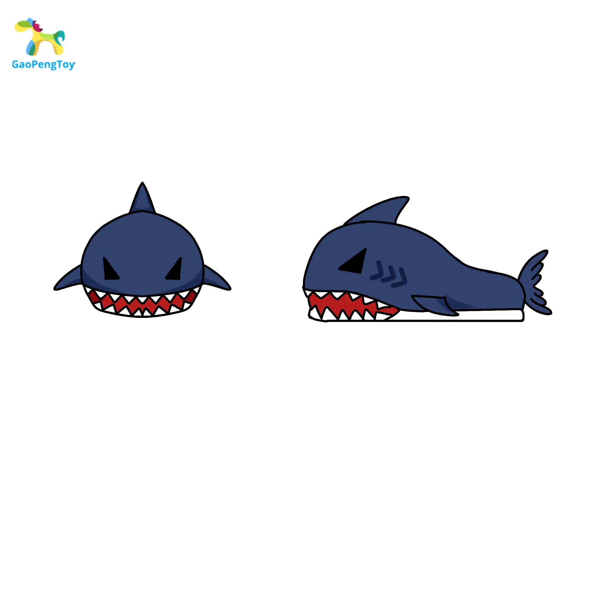 Customized plush original design shark mouth slippers cute for scene home travel office plush animal slippers