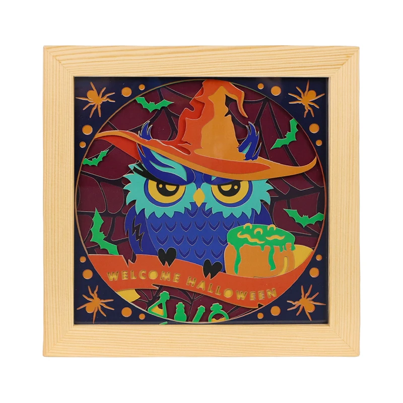 Wholesale Customized Eco Friendly 3D Shadow Box Frame Night Light  Wood Shadow Box