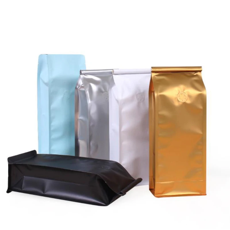 Coffee Bean Packing Valve Bag Bead Eight Sides Sealed Aluminum Foil Self-supporting Bag Customized Coffee Packaging Bag
