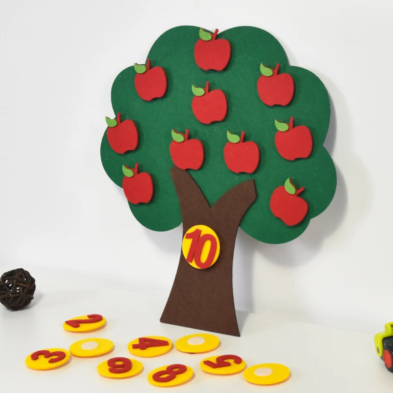 Handmade non-woven fabric kids toy felt Tree for learning Face-shaped felt education toy