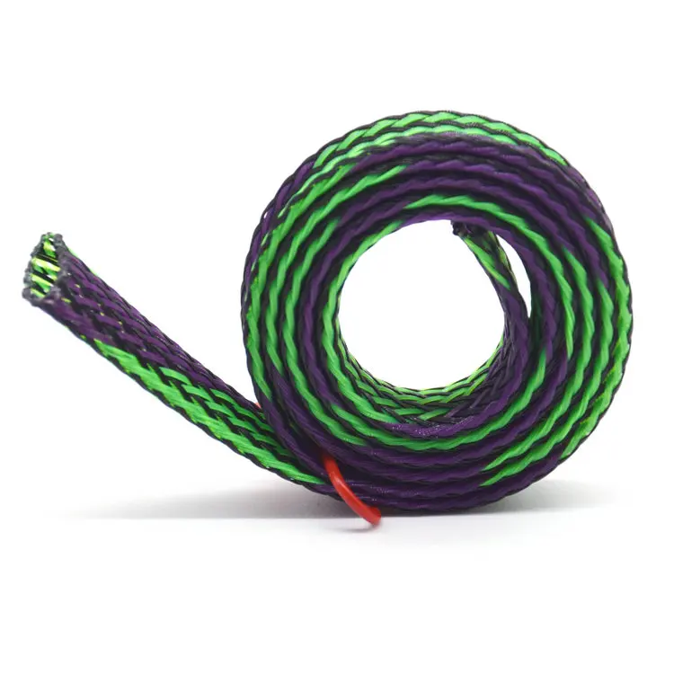 Color Braided Expandable Cable Sleeving For Wire Harness Marine Auto Sheathing