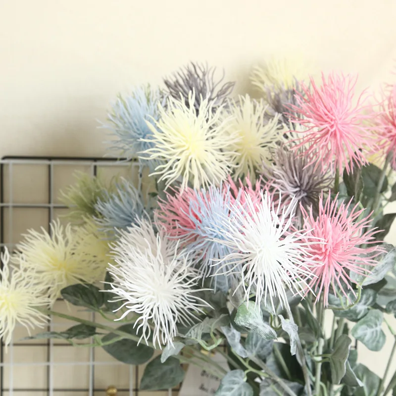 Factory Wholesale Artificial Flowers Sea Urchin Flowers Soft Plastic For Wedding Decoration