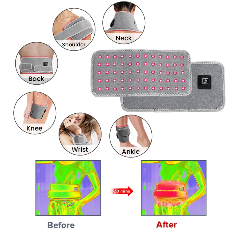 Red Light Therapy Infrared Light Therapy Large Pad for Body Wearable Wrap Heating Pad with Timer LED 660 850nm Wrap Heating Pad