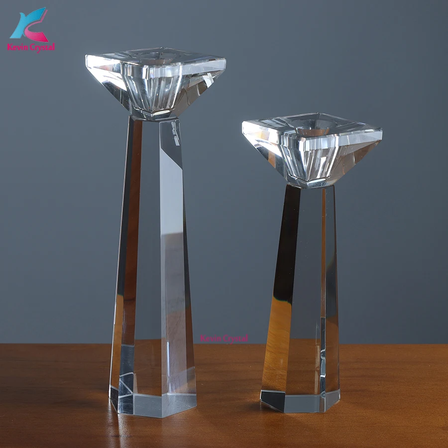 modern custom crystal candle holder glass candelabra for holiday decoration